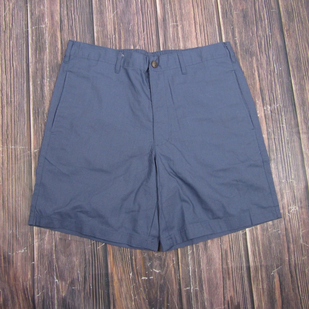Haband Mens 34 Navy Blue Chino Shorts 8"‎ Inseam Elastic Waist Summer Vintage